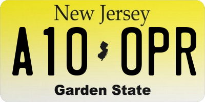 NJ license plate A10OPR