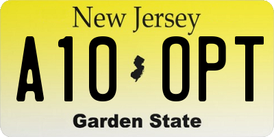 NJ license plate A10OPT