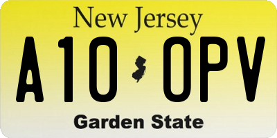 NJ license plate A10OPV