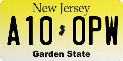 NJ license plate A10OPW