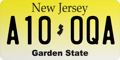 NJ license plate A10OQA