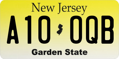 NJ license plate A10OQB