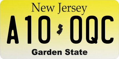 NJ license plate A10OQC