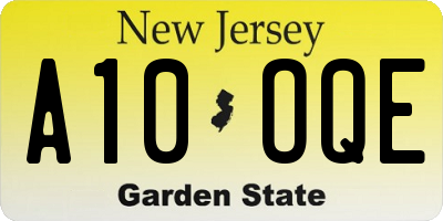 NJ license plate A10OQE