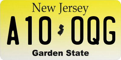 NJ license plate A10OQG