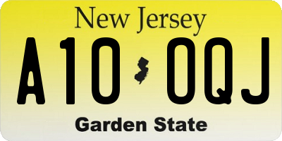 NJ license plate A10OQJ