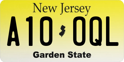 NJ license plate A10OQL