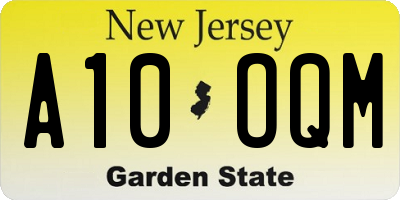 NJ license plate A10OQM