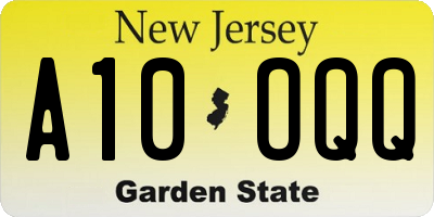 NJ license plate A10OQQ