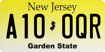 NJ license plate A10OQR