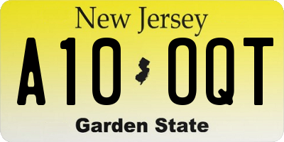 NJ license plate A10OQT