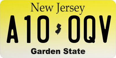 NJ license plate A10OQV
