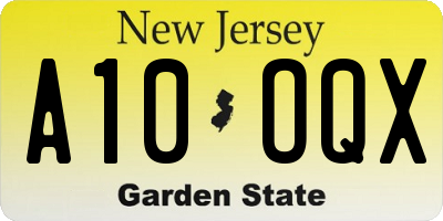 NJ license plate A10OQX