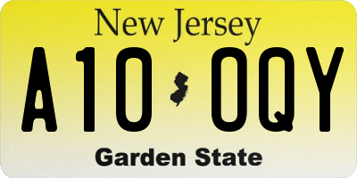 NJ license plate A10OQY