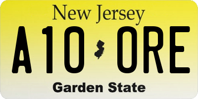 NJ license plate A10ORE