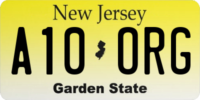 NJ license plate A10ORG