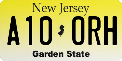 NJ license plate A10ORH