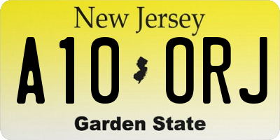 NJ license plate A10ORJ