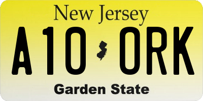 NJ license plate A10ORK