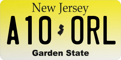 NJ license plate A10ORL