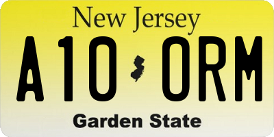 NJ license plate A10ORM
