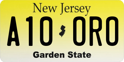 NJ license plate A10ORO