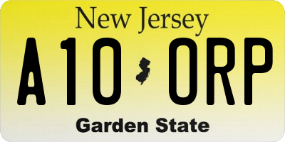 NJ license plate A10ORP