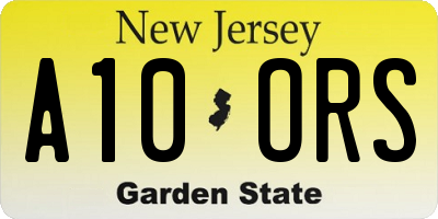 NJ license plate A10ORS