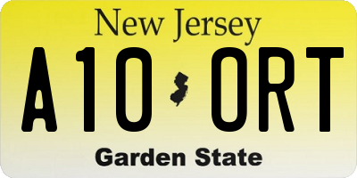 NJ license plate A10ORT
