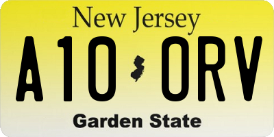 NJ license plate A10ORV