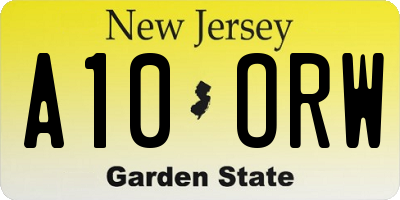 NJ license plate A10ORW
