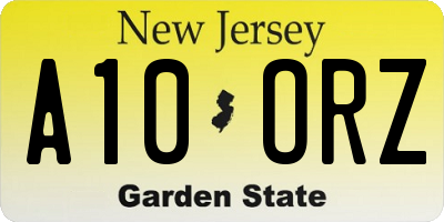 NJ license plate A10ORZ