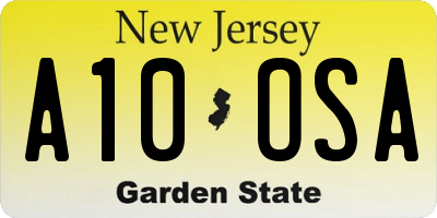 NJ license plate A10OSA