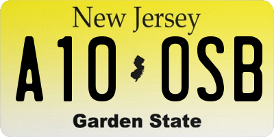 NJ license plate A10OSB