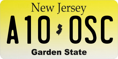 NJ license plate A10OSC