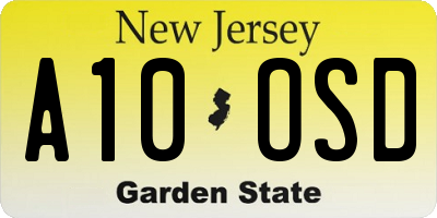 NJ license plate A10OSD