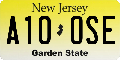 NJ license plate A10OSE