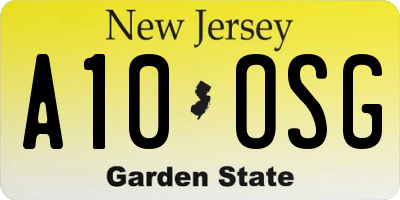 NJ license plate A10OSG