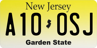 NJ license plate A10OSJ