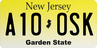 NJ license plate A10OSK