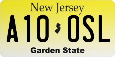 NJ license plate A10OSL