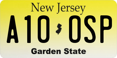 NJ license plate A10OSP