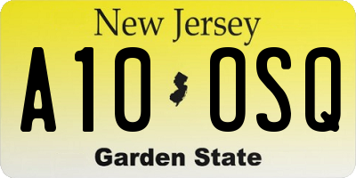 NJ license plate A10OSQ