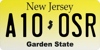 NJ license plate A10OSR