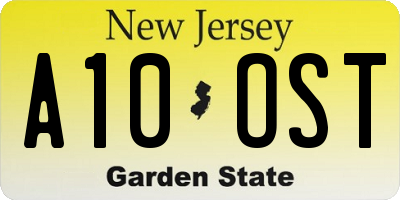 NJ license plate A10OST