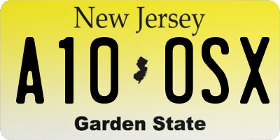 NJ license plate A10OSX