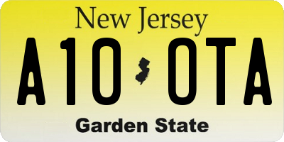 NJ license plate A10OTA