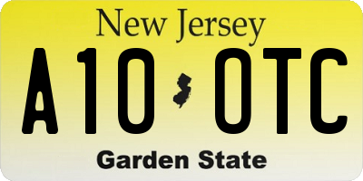 NJ license plate A10OTC