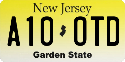 NJ license plate A10OTD
