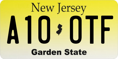 NJ license plate A10OTF